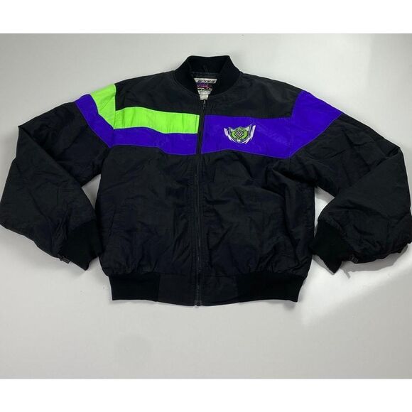 Vtg Arctic Wear Arctic Cat Sno Pro Snowmobile Jacket Mens Large Tall Black Purpl - Picture 1 of 9